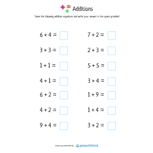 Worksheet Additions up to 20