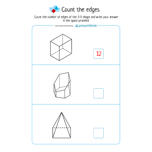 worksheet count the edges 3d shapes