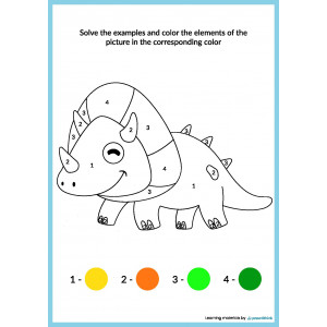 Worksheet Color by numbers - Dinosaurs